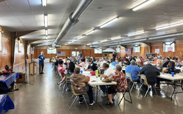 Executive Committee Chair Kathy Werking speaks at a rally.